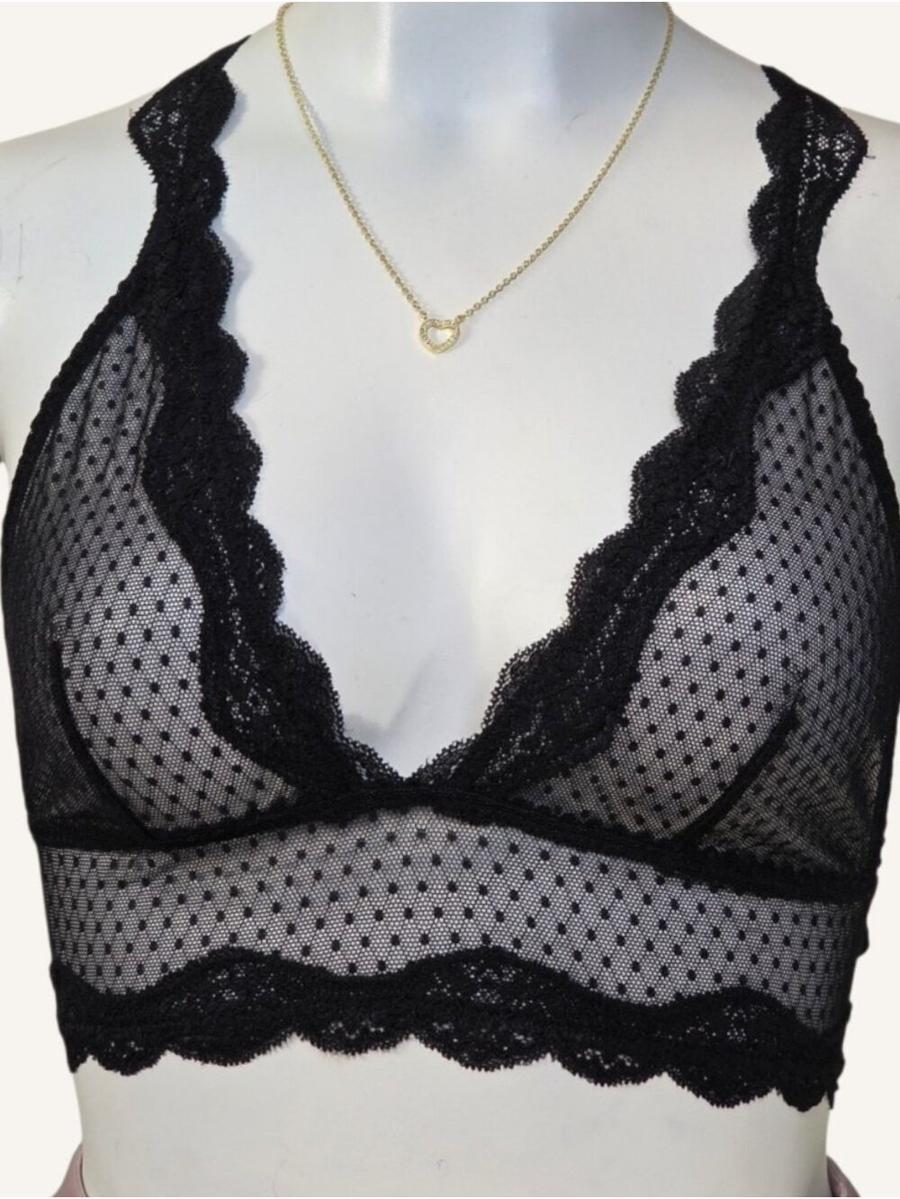 NWT Free People Black Combo Longline Mesh Lace Bralette XS Y2K Revival - Picture 6 of 8